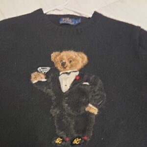 Polo by Ralph Lauren Black Sweater with Bear Design